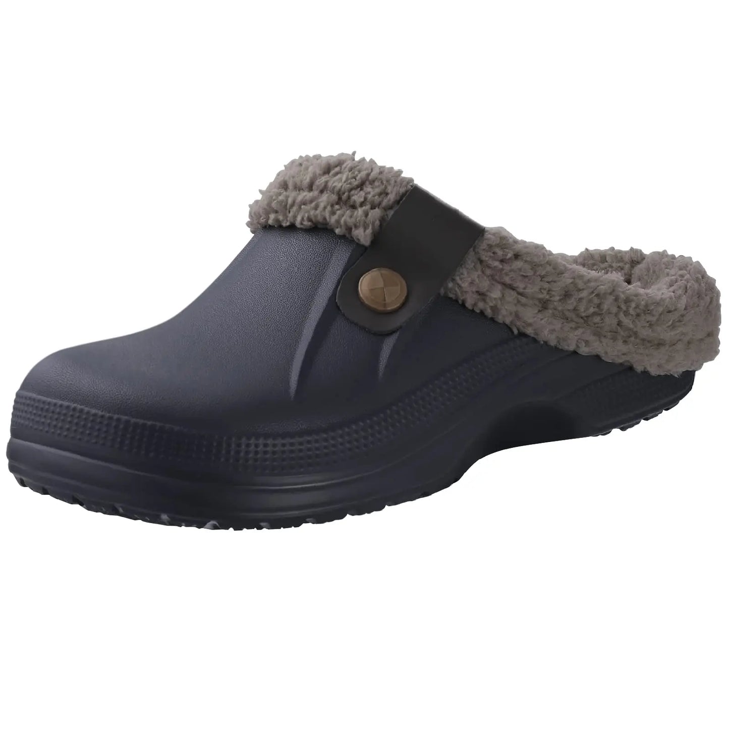 Comwarm Winter Fuzzy Colgs Slippers For Men Outdoor Waterproof Plush Lined Garden Shoes Comfort Non-slip Fur Fluffy House Slides