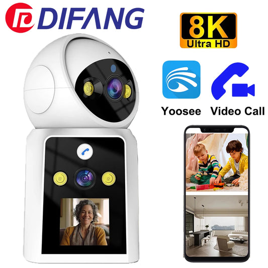 DIFANG yoosee 4K Two Way Video Call WiFi Camera, Dual Lens, Auto Tracking, Night Vision, Indoor Wireless Baby Monitor Camera