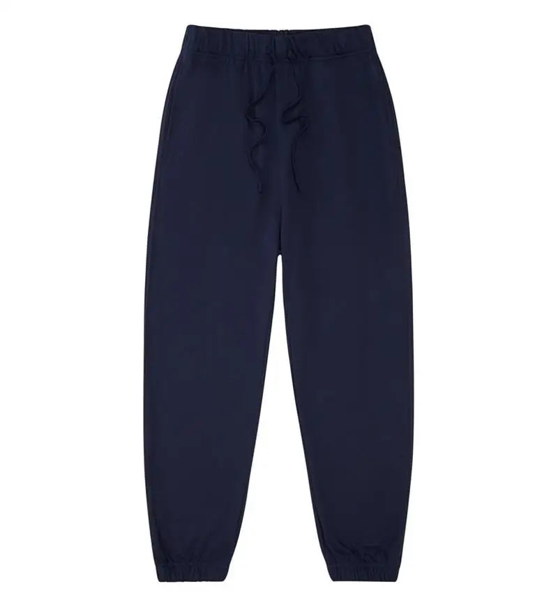 330g Mens 100% Cotton Spring Casual Long Pant French Terry Plain Brown Jogger Sports Trousers Male Flat Unlined Pocket Sweatpant