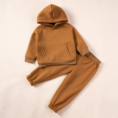 Winter Children's Suit 0-6Y Unisex Hooded Sweatshirt Solid Color Boys and Girls Casual Clothes Comfortable and Soft