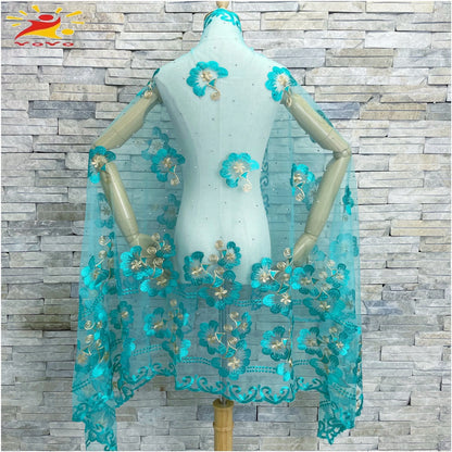 2022 African Islamic  Women's Headscarf Muslim Scarf Fashion Pashmina Soft Tulle Embroidered Hijab Shawl Soft Wrap 200*100CM
