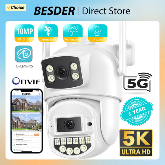10MP PTZ Wifi IP Camera Dual Lens AI Human Detect ONVIF 5K 2.4G/5G WIFI Surveillance CCTV Cameras Security Protection O-Kam Pro