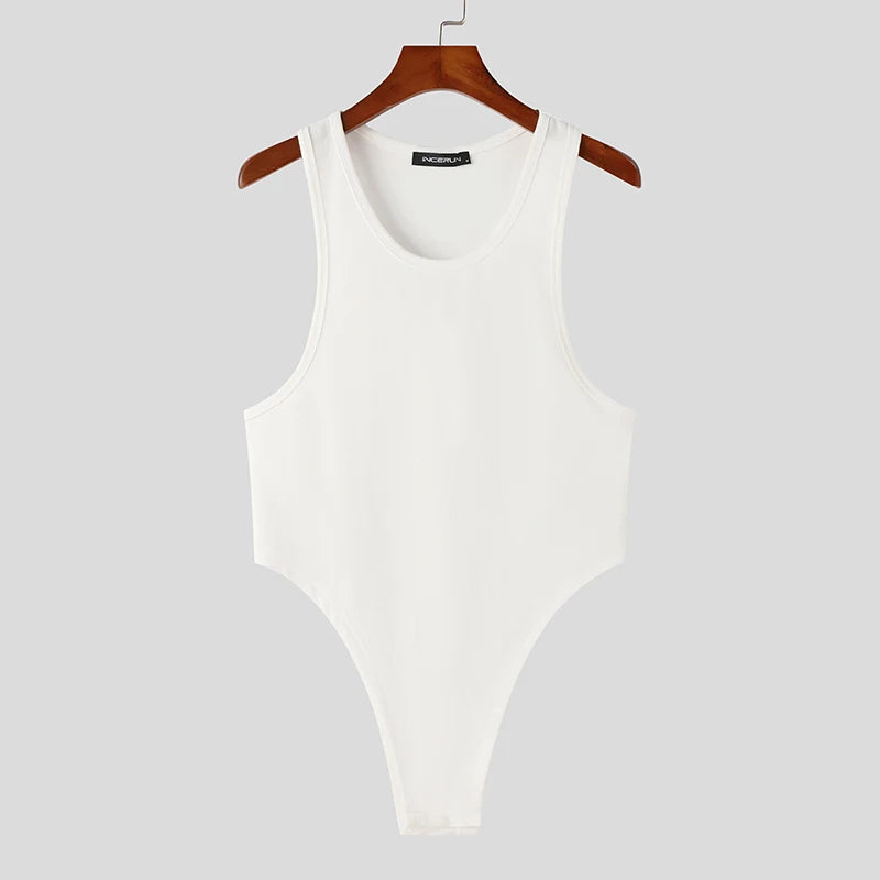 INCERUN Tops 2023 Korean Style Sexy Men's Fashion Simple Solid Waistcoat Casual All-match Male Sleeveless Jumpsuits  Vests S-5XL