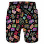 Cartoon Music Colorful Graffiti Beach Shorts Men 3d Print Swim Trunks Summer Surf Board Shorts 80s 90s Street Short Pants