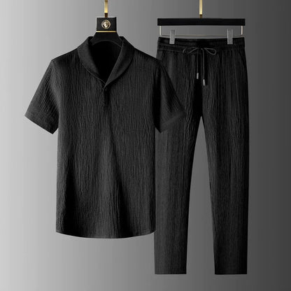 Loose Large Size Casual Summer Cool Sport ort Sve T-irt Long Pants Two Piece Set Trendy Brand Breathable Thin Model