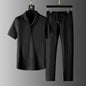 Loose Large Size Casual Summer Cool Sport ort Sve T-irt Long Pants Two Piece Set Trendy Brand Breathable Thin Model