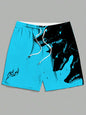 New men's summer shorts loose casual home shorts 3D printed sporty three headed wolf print Harajuku shorts Hawaii beach shorts