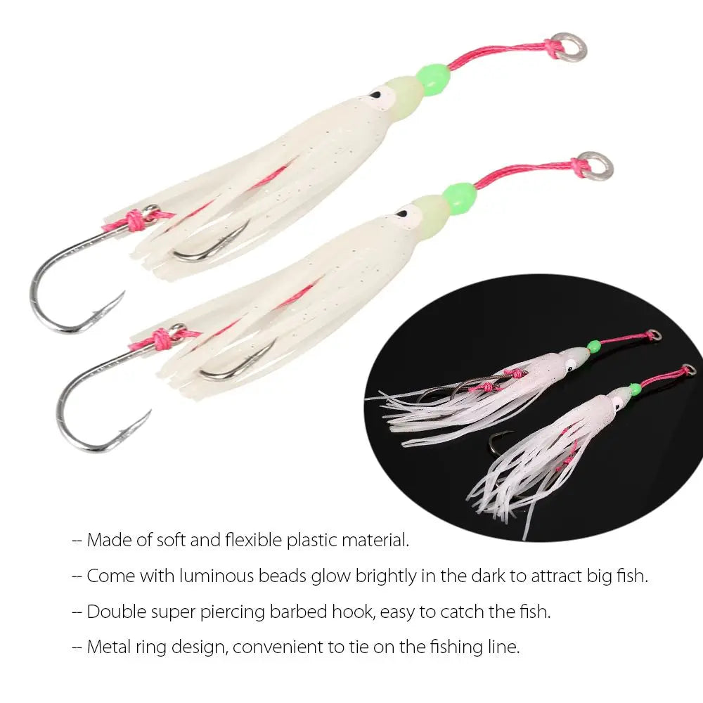 2Pcs/Lot 6cm/10cm/12cm Octopus Lure Squid Jig Fishing Soft Lures Big Squid Bionic Bait Skirt Soft Baits with Hooks