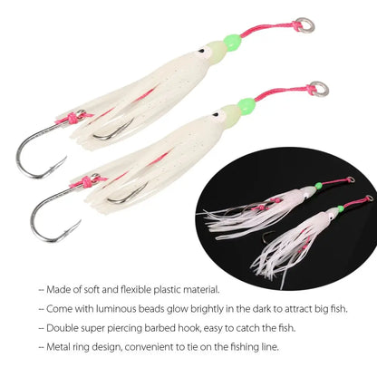 2Pcs/Lot 6cm/10cm/12cm Octopus Lure Squid Jig Fishing Soft Lures Big Squid Bionic Bait Skirt Soft Baits with Hooks