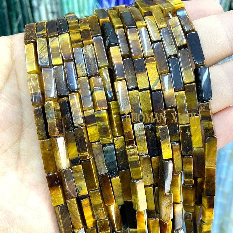 4x13mm Square Natural Stone Light Lavender Chalcedony Loose Spacer Beads for Jewelry Making Diy Bracelet Charms Accessories