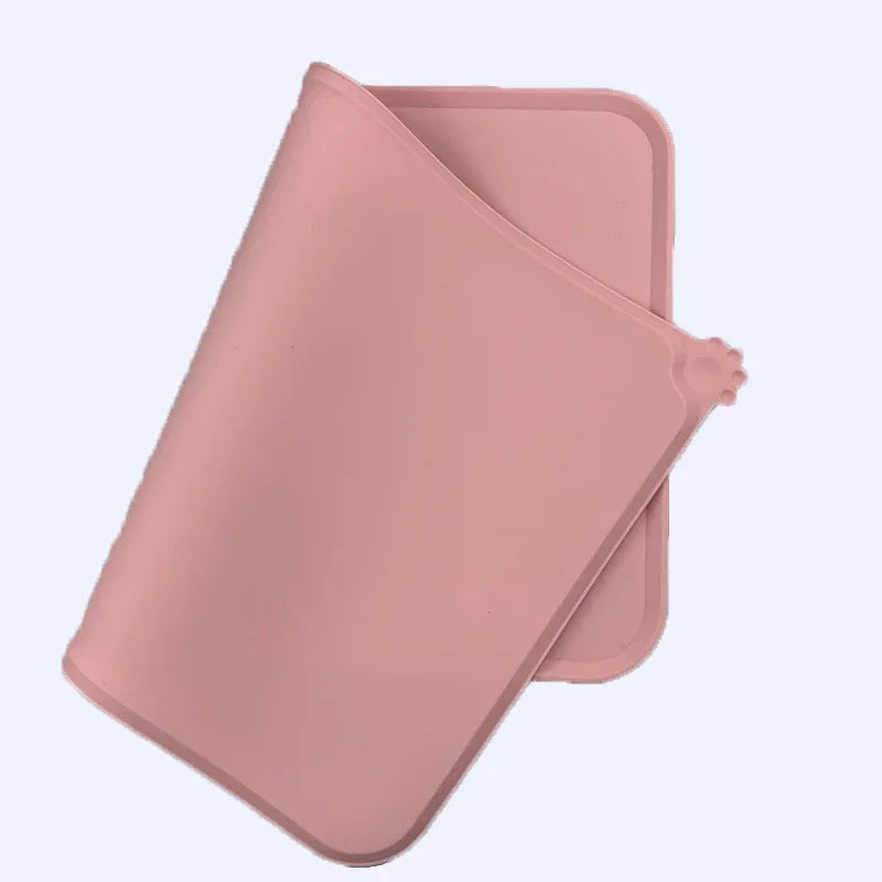 Waterproof Pet Mat Dog Cat Solid Color Silicone Pet Food Pad Pet Bowl Drinking Mat Dog Feeding Placemat Easy Washing