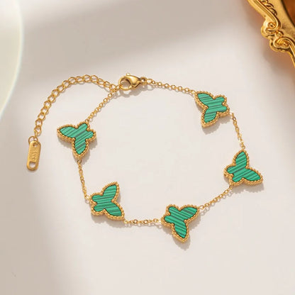 1/2/3Pcs 18K Gold Plated Stainless Steel Butterfly Bracelet for Women, Elegant Butterfly Hand Decor Necklace Bracelet Jewelry