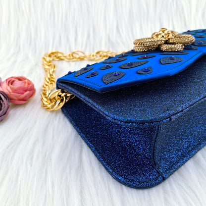 Royal Blue Color Peep Toe Italian Design Women's Shoes and Bag Set for Everyday and Banquet Party Women's Shoes And Bag Set