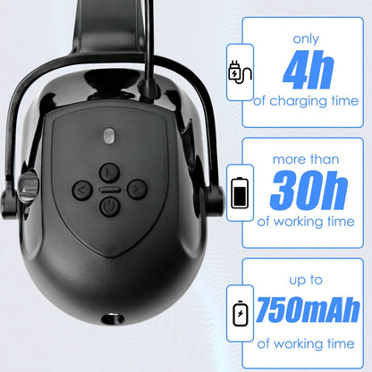 Bluetooth 5.0 Earmuffs Safety Helmet With Visors For Engineer ABS Carbon Fiber Pattern Construction Hard Hat Industrial Cap ANSI