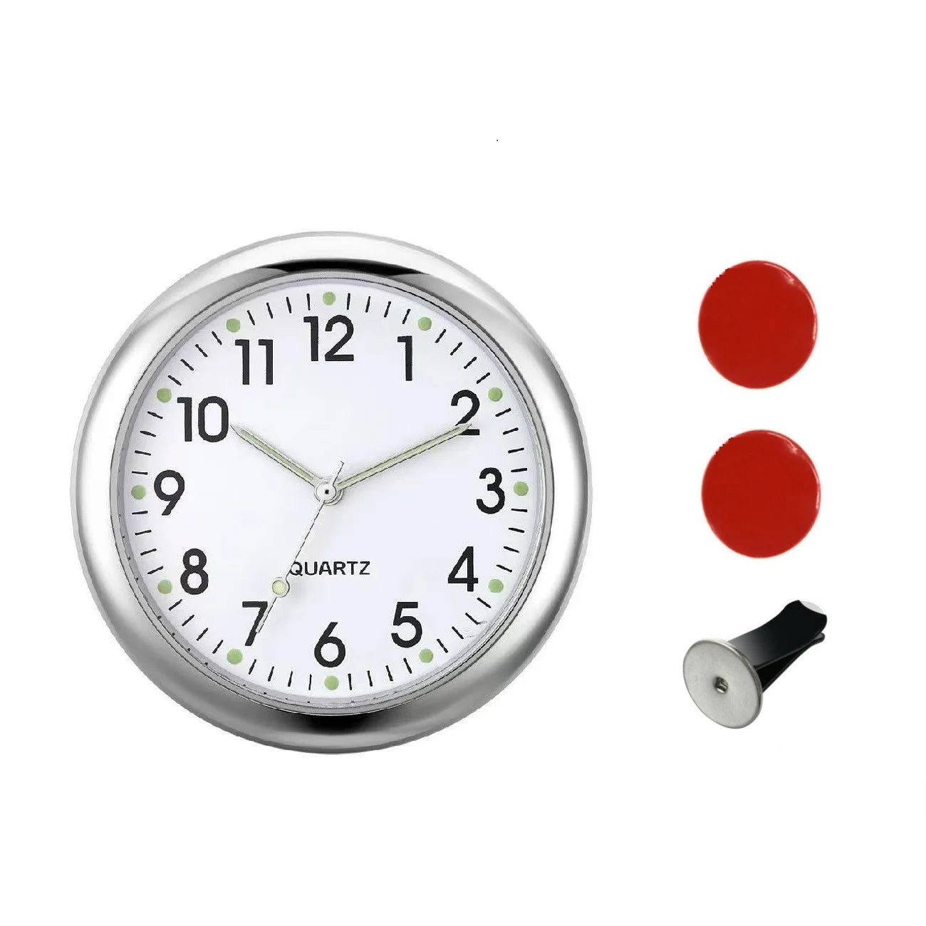 40mm Mini Luminous Car Clock Digital Watch Mechanics Quartz Clocks Stick-On Auto Ornament Accessories