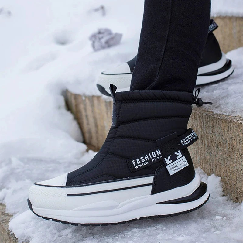 Big Size 45 Winter Boots Men High-top Water-resistant Cotton Shoes Women Plus Velvet Warm Shoes Boots Northeast Outdoor Boots
