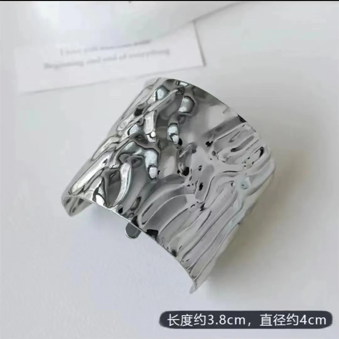 Bohemia Style Ponytail Buckle Simple Metal Copper Cast Concave and Convex Craft Hair Buckle Retro Clip Hair Fork Hair Style Clip