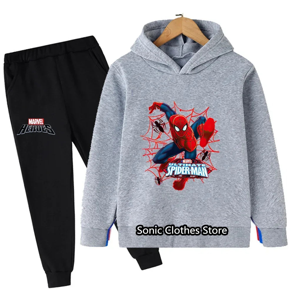 Spiderman Boys Sweater Set Spring and Autumn New Pullovers Children's Boys Big Children's All-match Two-Piece Suit