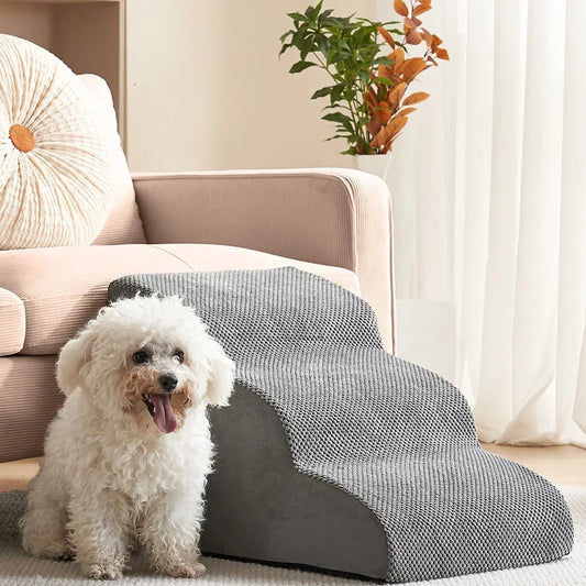 Removable Dog Stairs 3 Steps Ramp Couch Puppy Old Dog Non-Slip Removable Ladder High Couch and Bed Pet Supplies