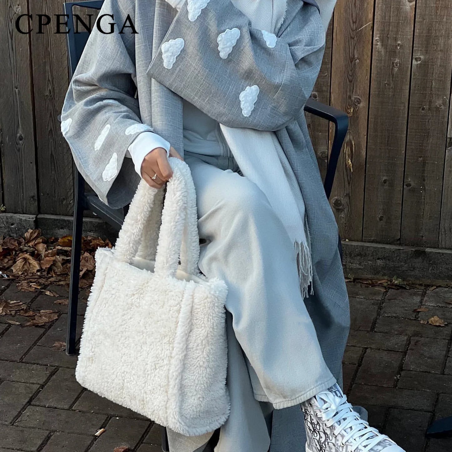 Saudi Clouds Open Abaya Elegant Eid Muslim Modest Coat for Women Islam Turkey Embroidery Dress Cotton Linen Long Sleeve Clothing