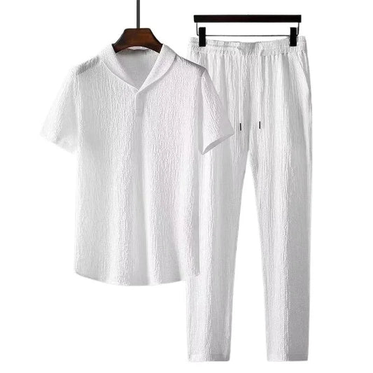 Loose Large Size Casual Summer Cool Sport ort Sve T-irt Long Pants Two Piece Set Trendy Brand Breathable Thin Model