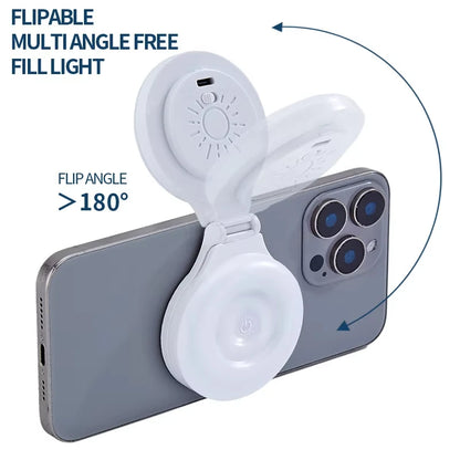 Portable Magnetic Mobile Phone Selfie Fill Light, Rechargeable Phone Selfie Light for Selfies/Photography/TikTok/live streaming