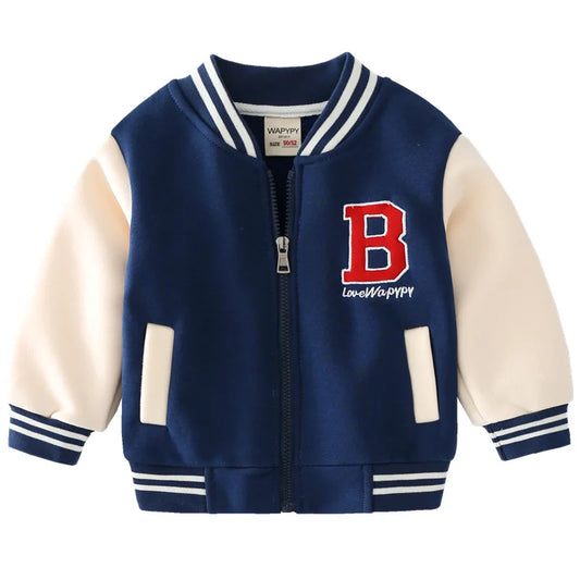 2024 Autumn Winter Boys Zipper Jacket Kids Fleece Outerwear Baby Embroidery Letters Baseball Uniform Children V-Neck Casual Top