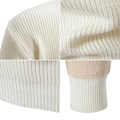 2025 High Quality Men's New Autumn and Winter Casual Warm Color Block Sweater Knit Tops Man Clothes