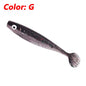 10 Pcs Fishing Double Colors Silicone 3D Eyes Soft Lure 6.8cm 2g T-tail Jig Wobblers Tackle Artificial Sequin Bait for Bass