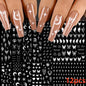 8Pcs Red Heart Nail Stickers 3D Bronzing Silver Gold Heart Shape Star & Moon Metal Totem Nail Slider Self-Adhesive DIY Nail Art*