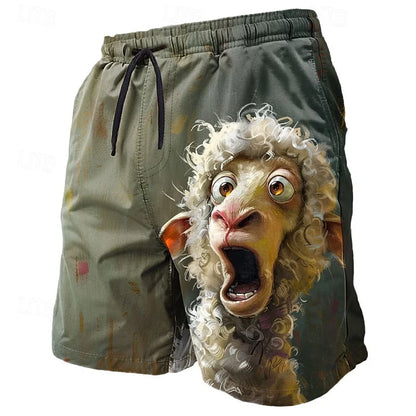 3D Print Tiger Sheep Chicken Rabbit Short Pants For Men Animal Pattern Beach Shorts Summer Hawaiian Board Shorts Kid Swim Trunks
