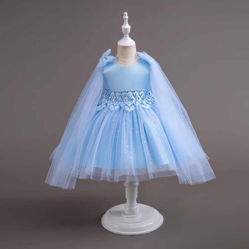 Kids Girl Dress Party Dresses For Girls Birthday Princess Wedding Dress Lace Christening Gown Baby Blue Baptism Clothing