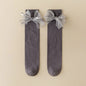 Ribbon Bow Kids Stockings Autumn Little Girl Over Knee Socks Solid Color Children Cotton Long Sock Princess Baby Calf Stocking