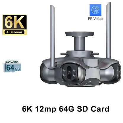 ANSVICAM 10K 20MP HD Four Screens WiFi IP Camera Wireless Outdoor PTZ Four Lens Human Auto Tracking Surveillance Cameras FFVideo
