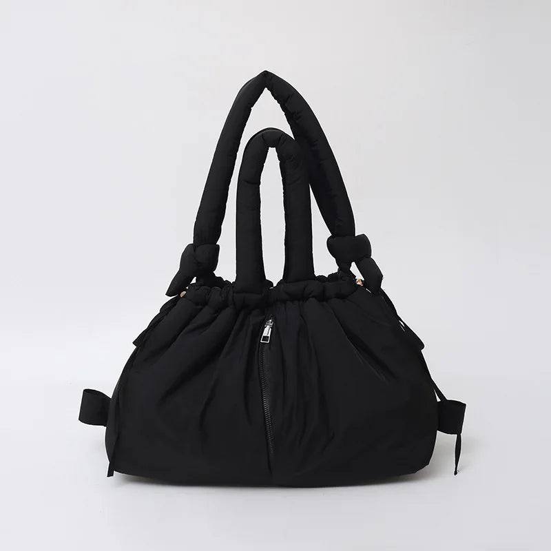 Casual Nylon Soft Padded Handbag Designer Soft Puff Women's Shoulder Crossbody Bag Simple Retro Large Capacity Handbag-ll