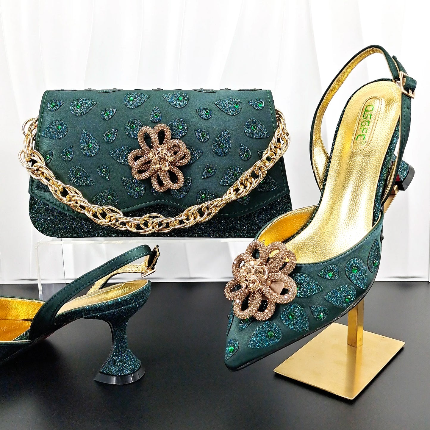 Royal Blue Color Peep Toe Italian Design Women's Shoes and Bag Set for Everyday and Banquet Party Women's Shoes And Bag Set