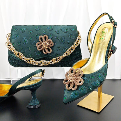 Royal Blue Color Peep Toe Italian Design Women's Shoes and Bag Set for Everyday and Banquet Party Women's Shoes And Bag Set
