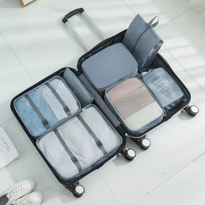 6/7 Pcs Set Travel Organizer Storage Bags Suitcase Packing Cubes Cases Portable Wardrobe Luggage Clothes Shoe Pouch Fold