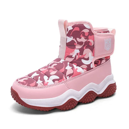 Winter Children Snow Warm Boots Fur Shoes Boys Sneaker Rubber Hiking Shoe Fashion Children Shoes Waterproof Leather Boots Kids