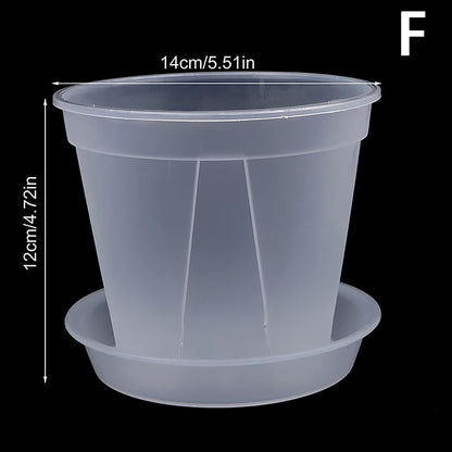 1Pc Clear Flower Pot Planter With Tray 10cm/12cm/14cm PP Transparent Flower Pot Orchid Pot With Holes For Home Office Desk