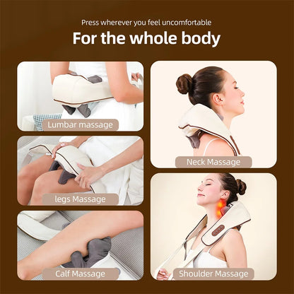 Foreverlily Neck and Back Massager 6 Head Kneading Relaxation Shoulder Calf Body Massage Shawl Machine