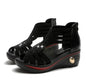 2024 New Fashion Wedge Sandals Women Summer Shoes Elegant Ladies Rome Hollow Out Sandals Female Sandalias Black Wedge Heels