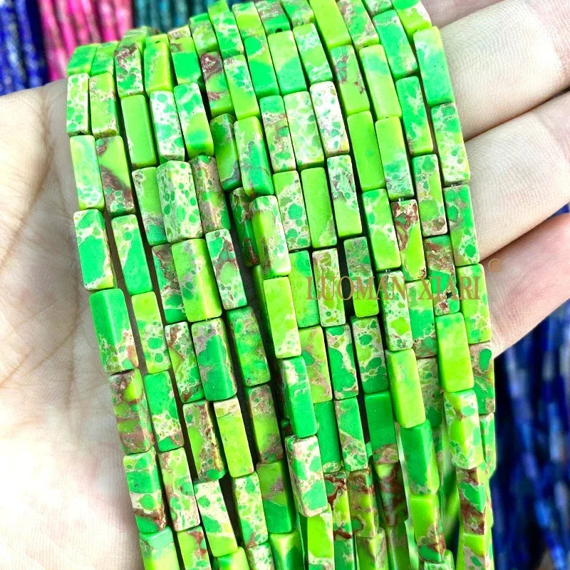 4x13mm Square Natural Stone Light Lavender Chalcedony Loose Spacer Beads for Jewelry Making Diy Bracelet Charms Accessories