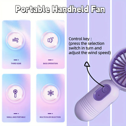 USB Mini Rechargeable Portable Fan with 3 Speeds, Handheld Fan for Gift Choice, Perfect For Office, Outdoor, Travel, Camping
