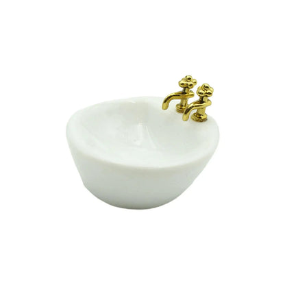 1/12 Dollhouse Simulation Washbasin Pretend Toy Life Scene Mini Basin Sink for Mini House Landscape Accessories Decoration