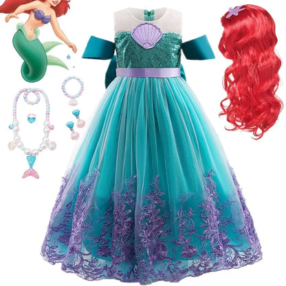 Fancy Mermaid Costumes for Girls 4-10 Y Ariel Cosplay Birthday Princess Dress Halloween Carnival Party Gown Girls Mermaid Dress