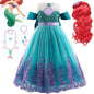 Fancy Mermaid Costumes for Girls 4-10 Y Ariel Cosplay Birthday Princess Dress Halloween Carnival Party Gown Girls Mermaid Dress