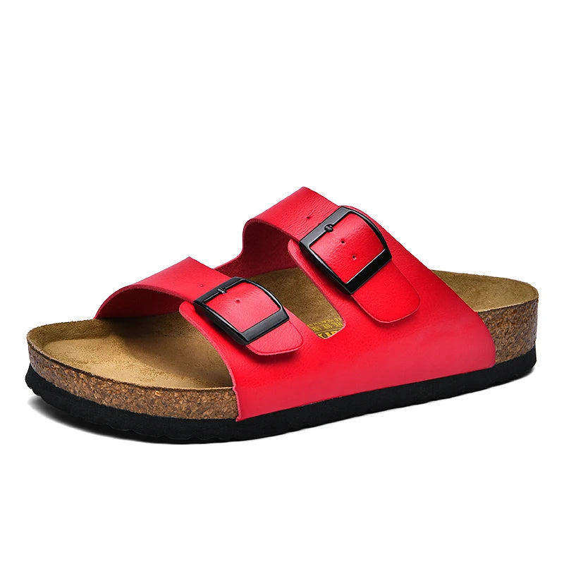 Summer Men Women Clogs Cork Slippers Slide Sandals Microfiber Leather Casual Slip On Sandal Beach Shoes Big Size 48 49