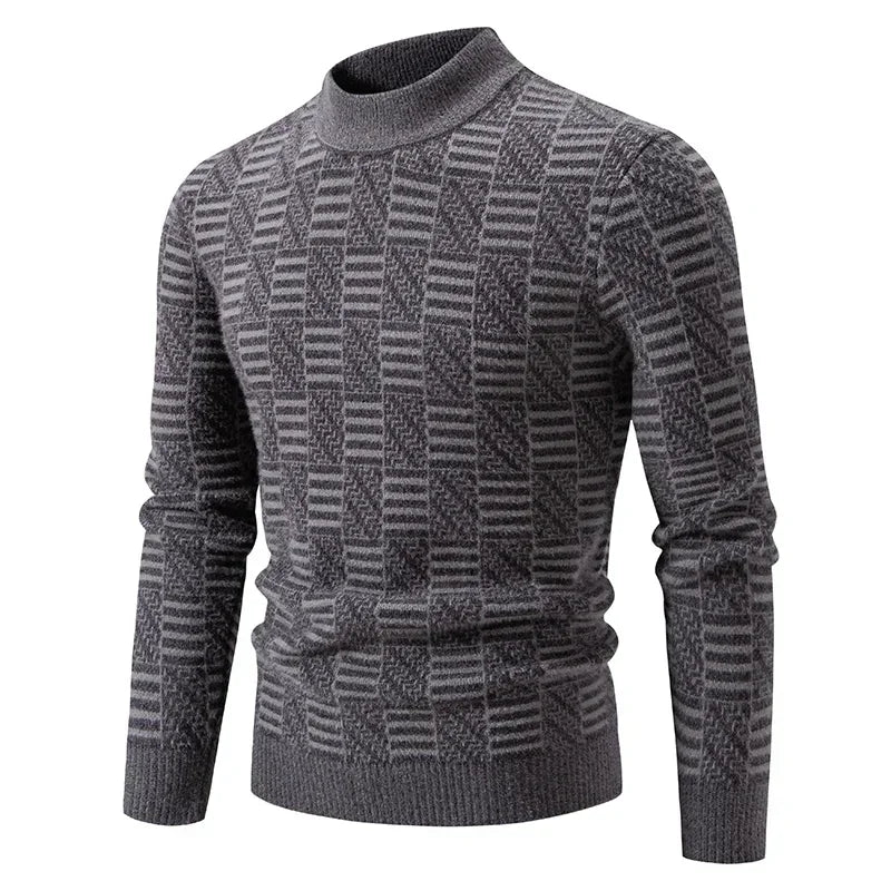 2025 High Quality Men's New Autumn and Winter Casual Warm Color Block Sweater Knit Tops Man Clothes