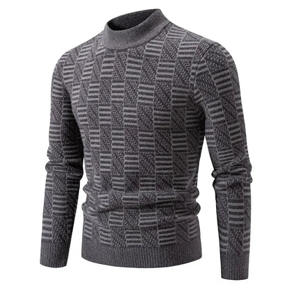2025 High Quality Men's New Autumn and Winter Casual Warm Color Block Sweater Knit Tops Man Clothes